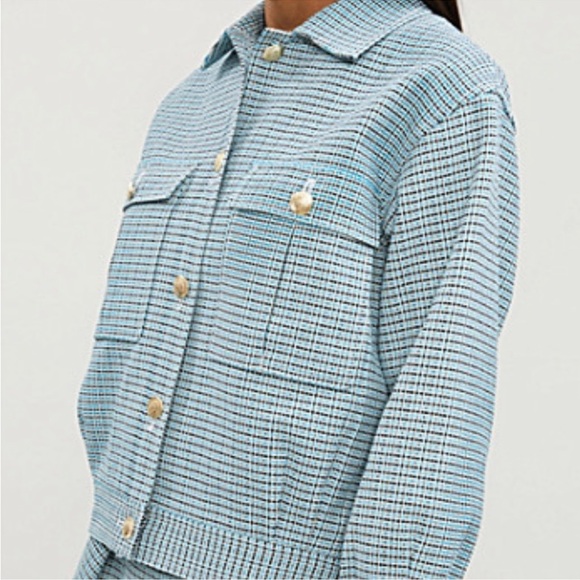 Maje Blue and White Checkered Blazer - Picture 1 of 6
